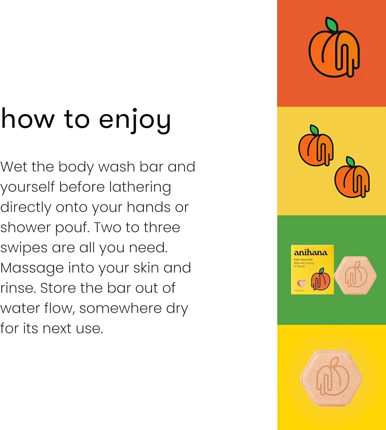 Anihana Peach and Honey Solid Shower Bar 80 G image number 5