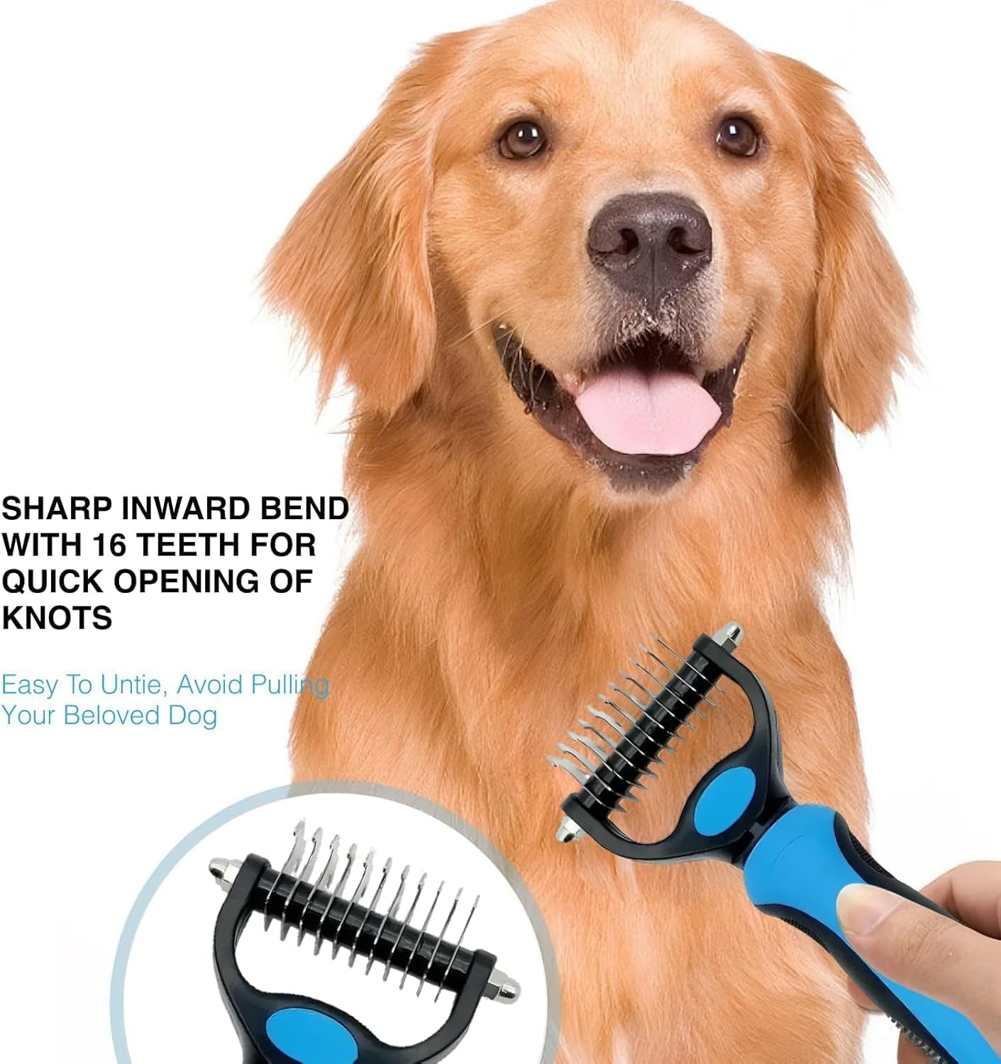 Double Sided Dog Grooming Brush, Shedding Dematting Tool for Medium, Long Hair Cats Dogs, Undercoat Rake Comb Reduces 95% Shedding, Tangles Mats, Professional, Deshedder image number 6