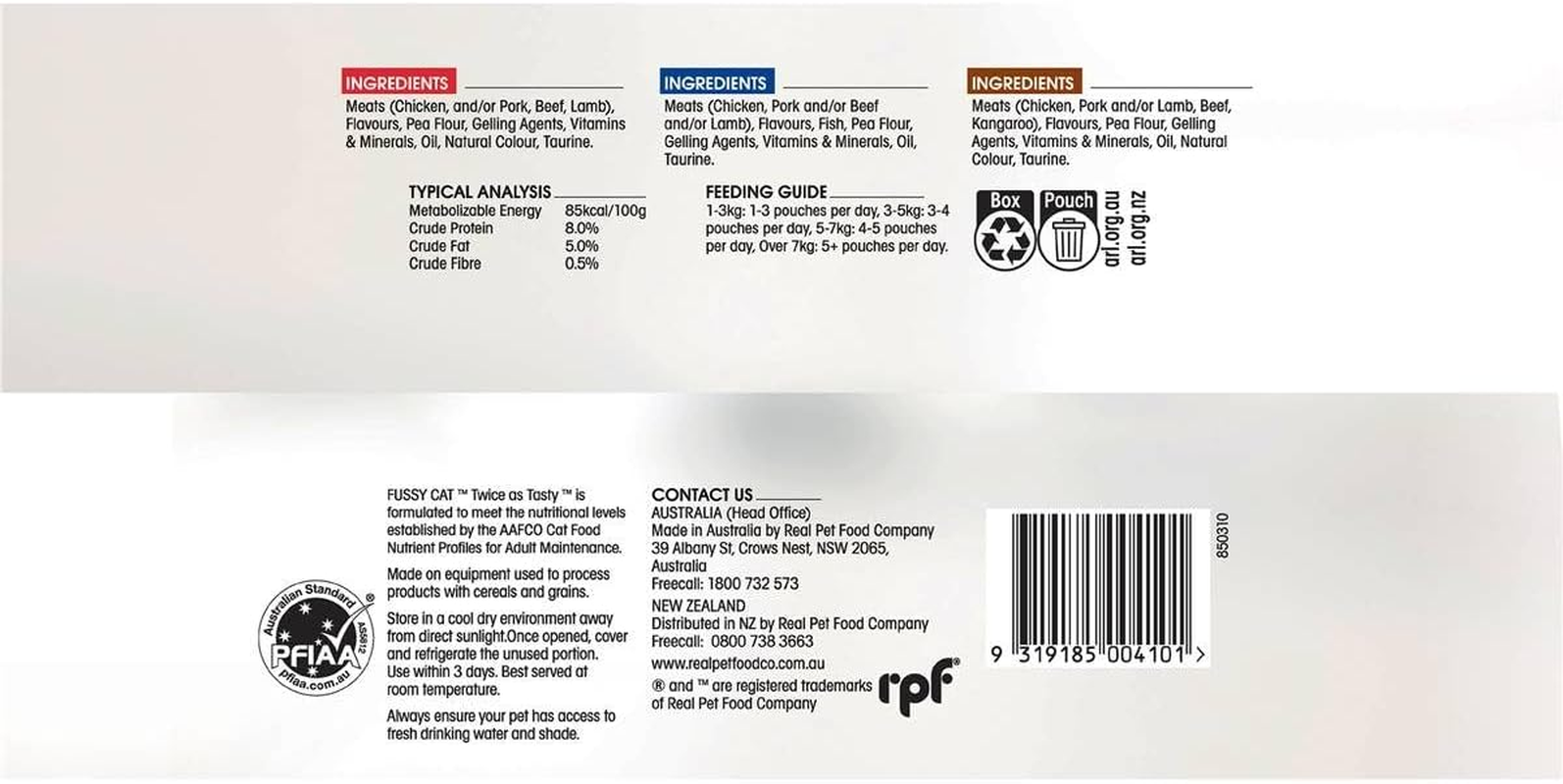 Fussy Cat Grain Free Adult Twice as Tasty Wet Cat Food, Mince & Morsels, 12X80G | Two Tasty Textures, One Irresistible Meal | Real Australian Meat, Grain-Free & Complete Nutrition image number 1