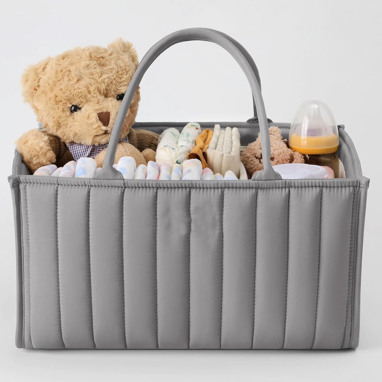 Baby Diaper Caddy Organizer, Stylish Nursery Storage Basket Gift Registry for Newborn and Must-Have Essentials (Grey) image number 5