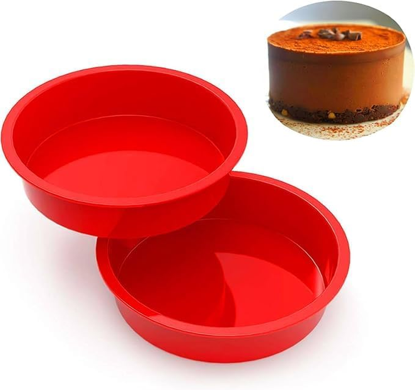 FOTOEVFC Non Stick Silicone round Cake Mold Tins, 2Pcs Silicone round Shaped Cake Pan Tins, round Silicone Cake Mold Pan, Cake Mold round Silicone Baking Mold Tin image number 1