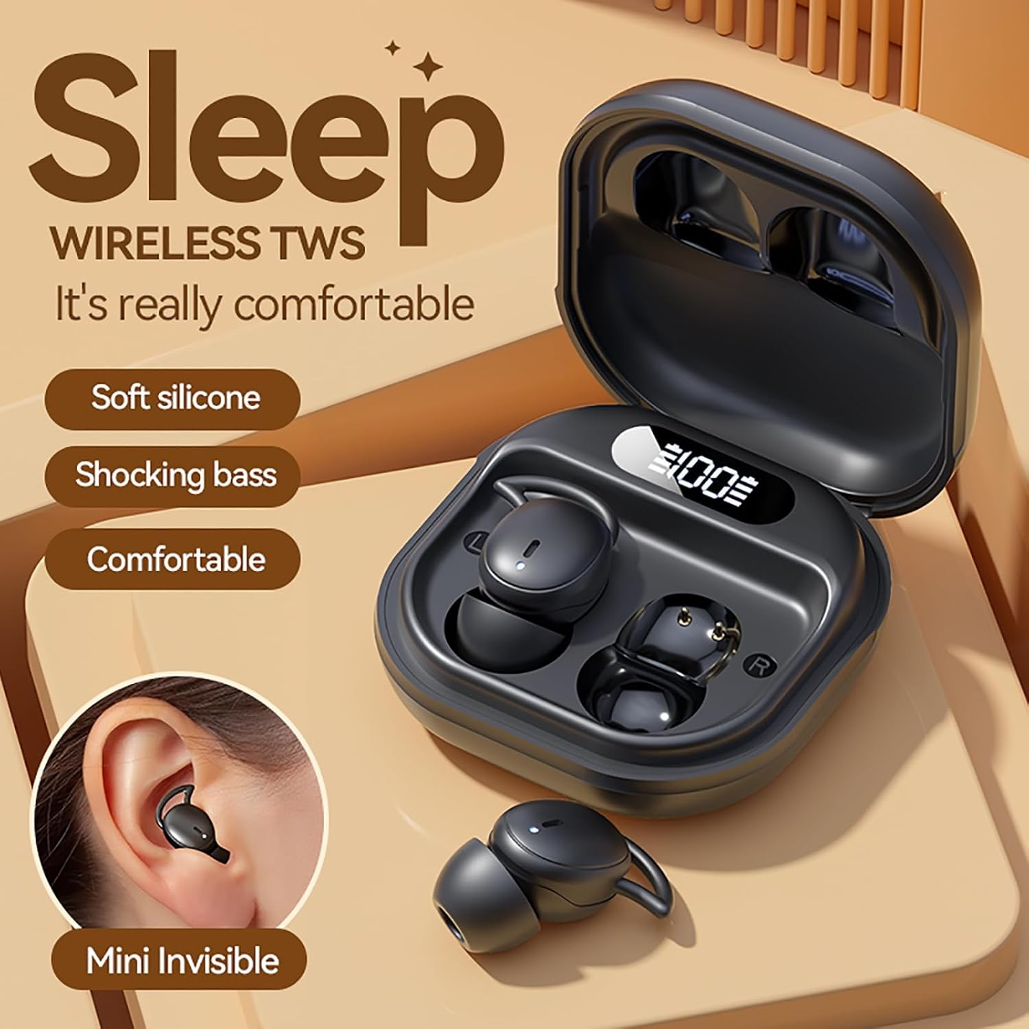 Wireless Sleep Headphones for Side Sleepers, Bluetooth 5.46 Noise Cancelling Sleep Earbuds with Soft Ear Pads, Sleeping Headphones with 20 Hours Battery Life (Black) image number 5