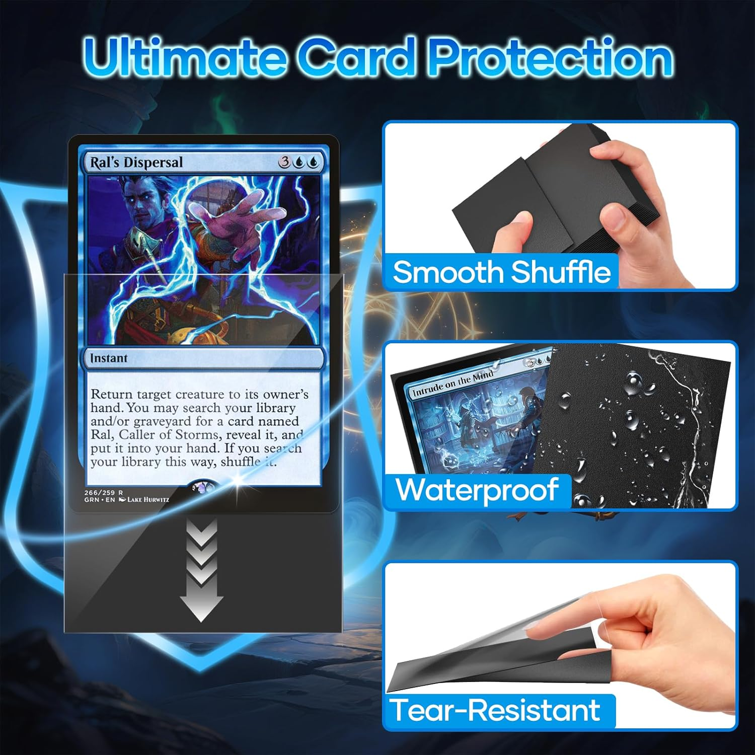 1000 Counts Black Card Sleeves, Matte Card Sleeves Deck Card Protectors, Trading Card Sleeves Fit for MTG, Baseball Cards, Sports Cards, Game Cards image number 1