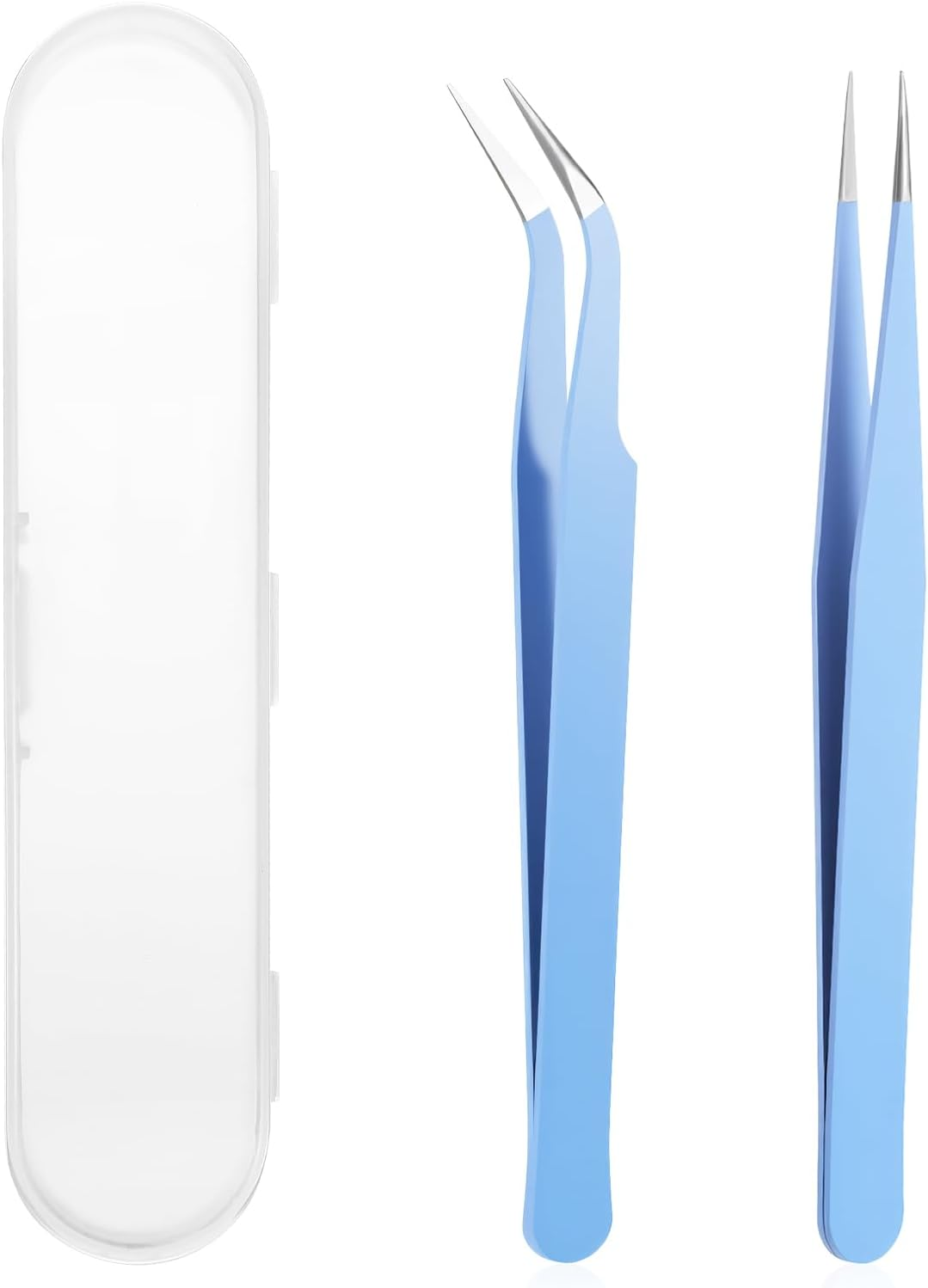 2 Pcs Sticker Tweezers, Craft Tweezers Scrapbooking Tools Precision Tweezer Blue Cute Crafting Tweezer for Stickers Lashes Electronics Scrapbooking (Blue)