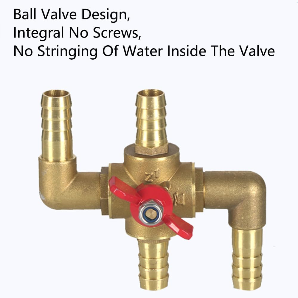 4-Way Heater Control Valve, 3/4 Inch (19Mm) Solid Brass Manual Integrated Automobile Heating Water Valve for Water/Oil/Gas image number 2