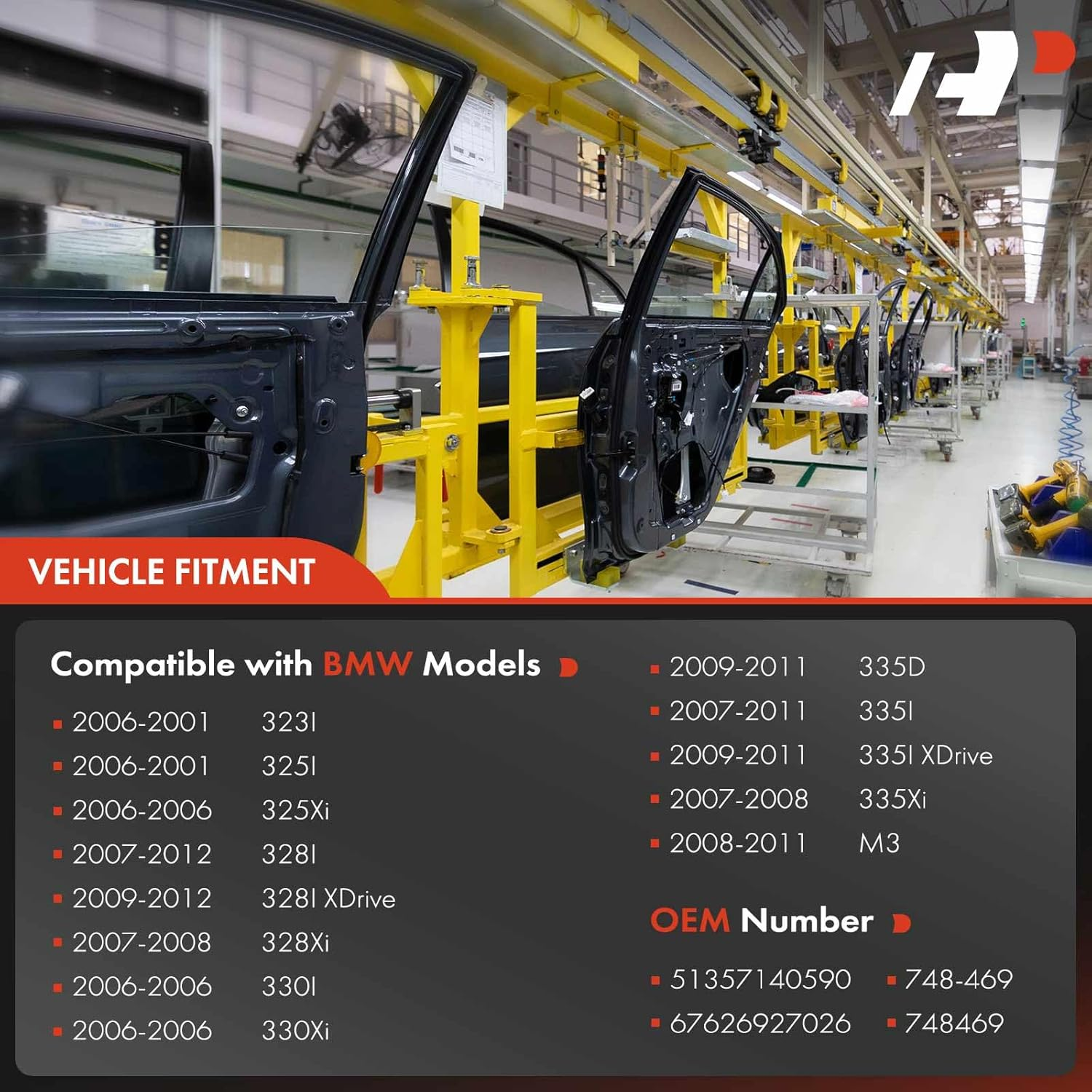A-Premium Electric Power Window Regulator with 5-Pin Motor Compatible with BMW 3 Series E90 E91 323I 328I 330I 335I 325Xi Xdrive M3 Rear Passenger Side image number 6