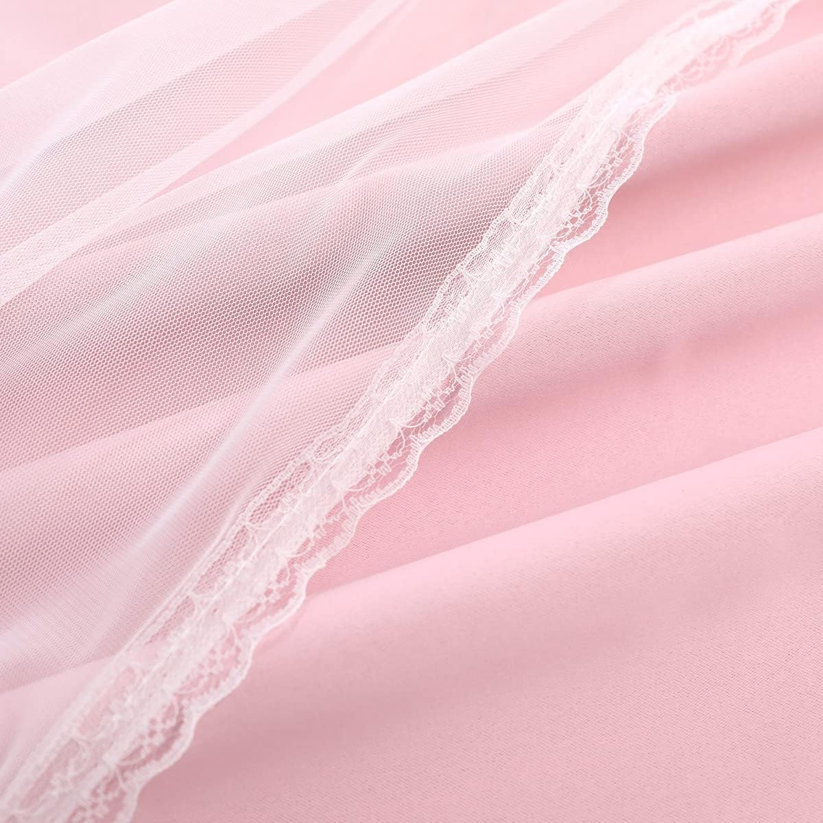 SOFJAGETQ Short Pink Curtains 63 Inch Long- Blackout Curtains with Voile Sheer Drapes Thermal Pink Window Treatments with Tie-Backs for Kids/Girls Bedroom Nursery Living Room, Elegant, 2 Panels image number 6