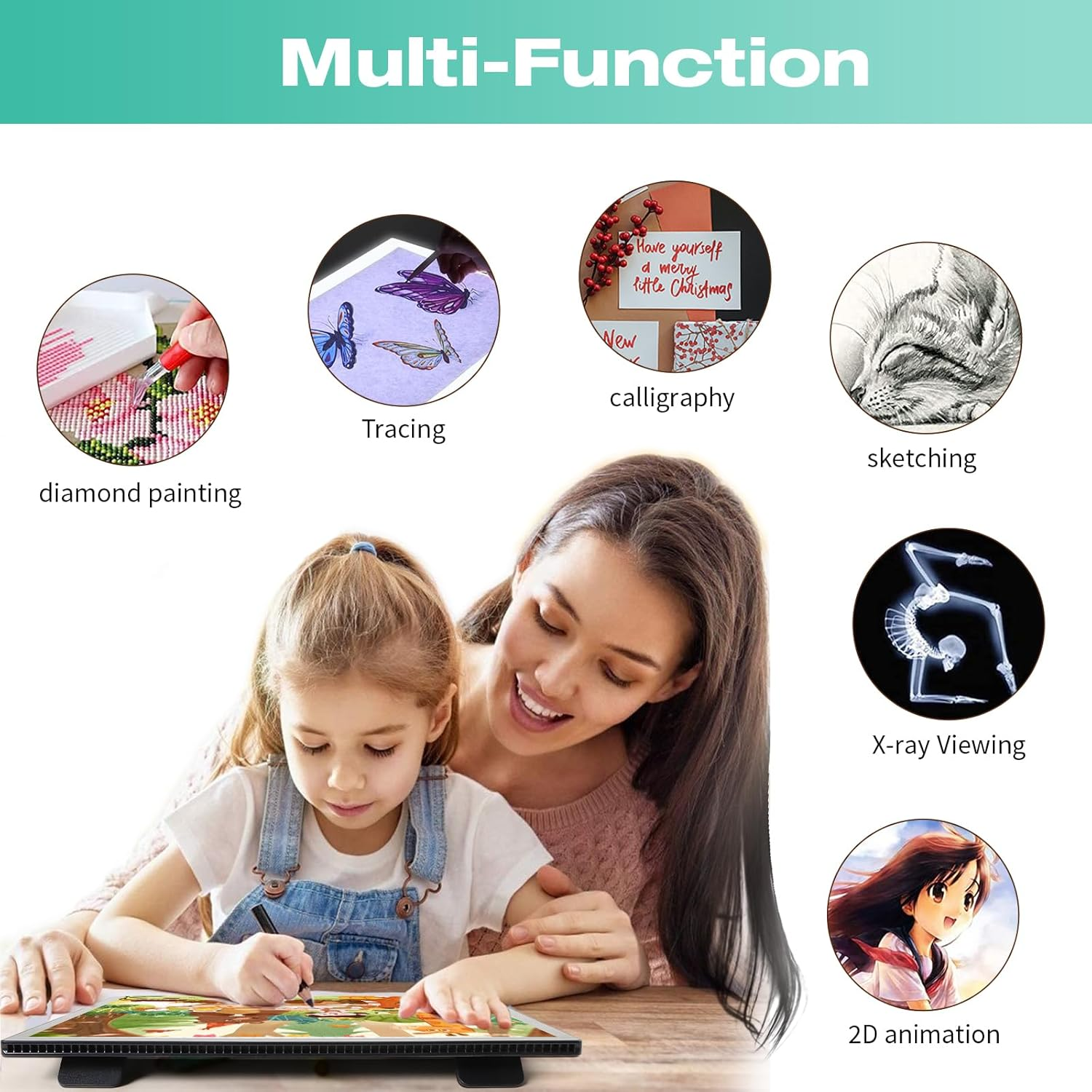 A3 Light Box for Drawing - Portable Battery Powered Light Pad, 3 Colours 6 Levels Brightness Tracing Light Box, Rechargeable LED Light Board for Diamond Painting Weeding Vinyl Drawing image number 1