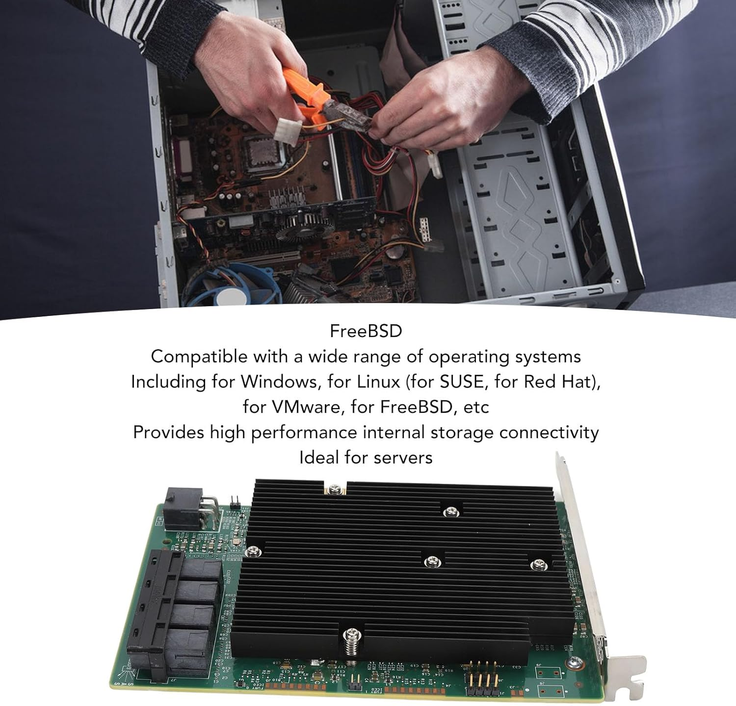 Fafeicy LSI SAS 9300 16I HBA Card 12Gbps 16 Port SAS Controller for Vmware Freebsd Systems