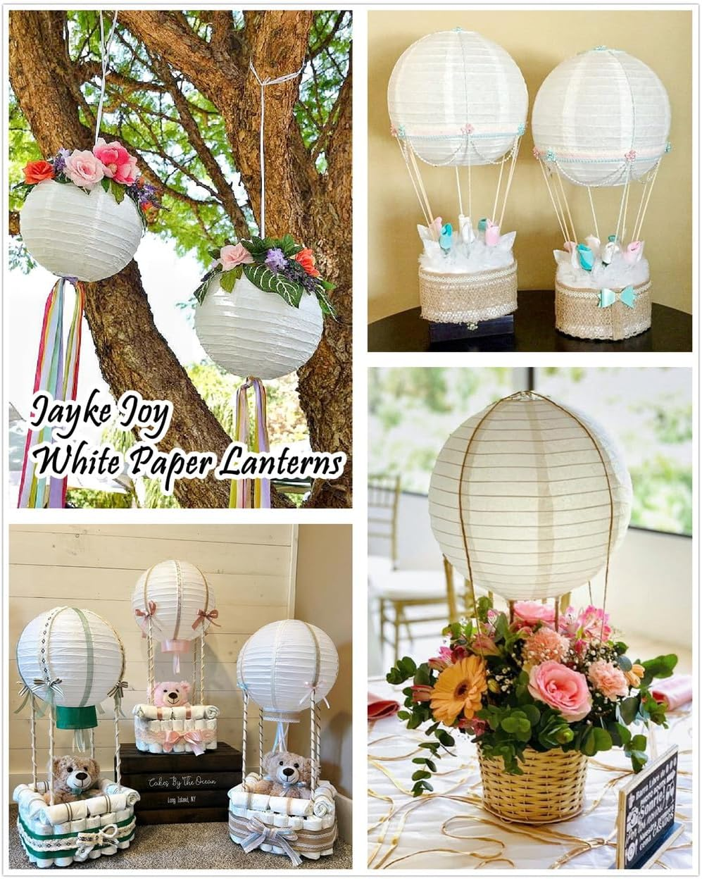 White Paper Lanterns for Party Decorations (8 Inch X 15Pcs) image number 4