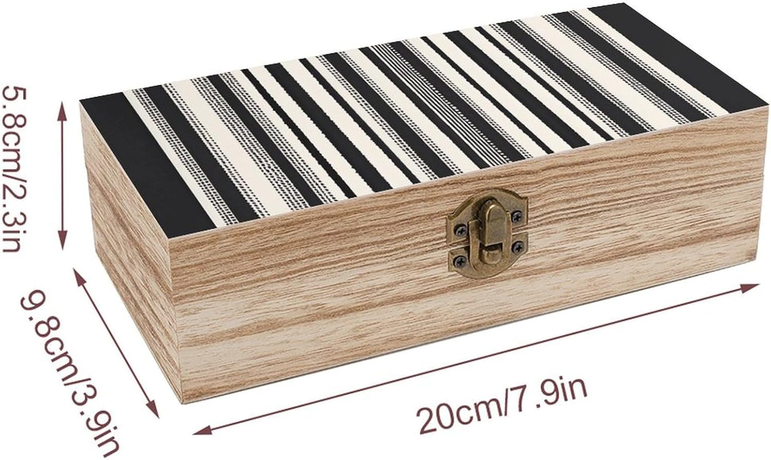 Stripes Wooden Box Wood Wedding Keepsake Boxes with Lids Small Decorative Boxes Lightweight Wooden Memory Storage Box for Crafts Keepsakes Jewelry Photo Letter Storage image number 4