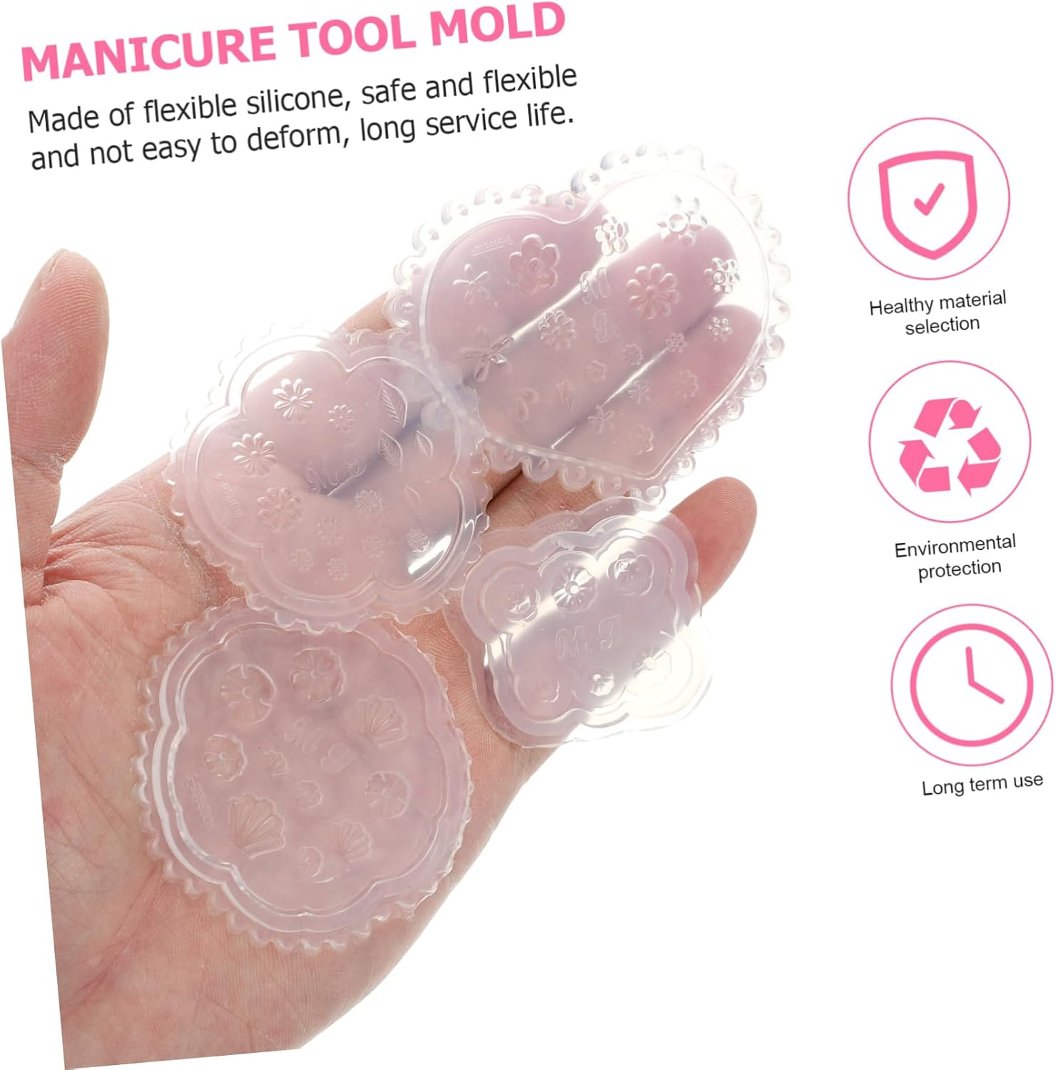 Baluue 5Pcs Silicone DIY Molds Nail Art Mold Crystal Glue for Manicure Safe Comfortable image number 5