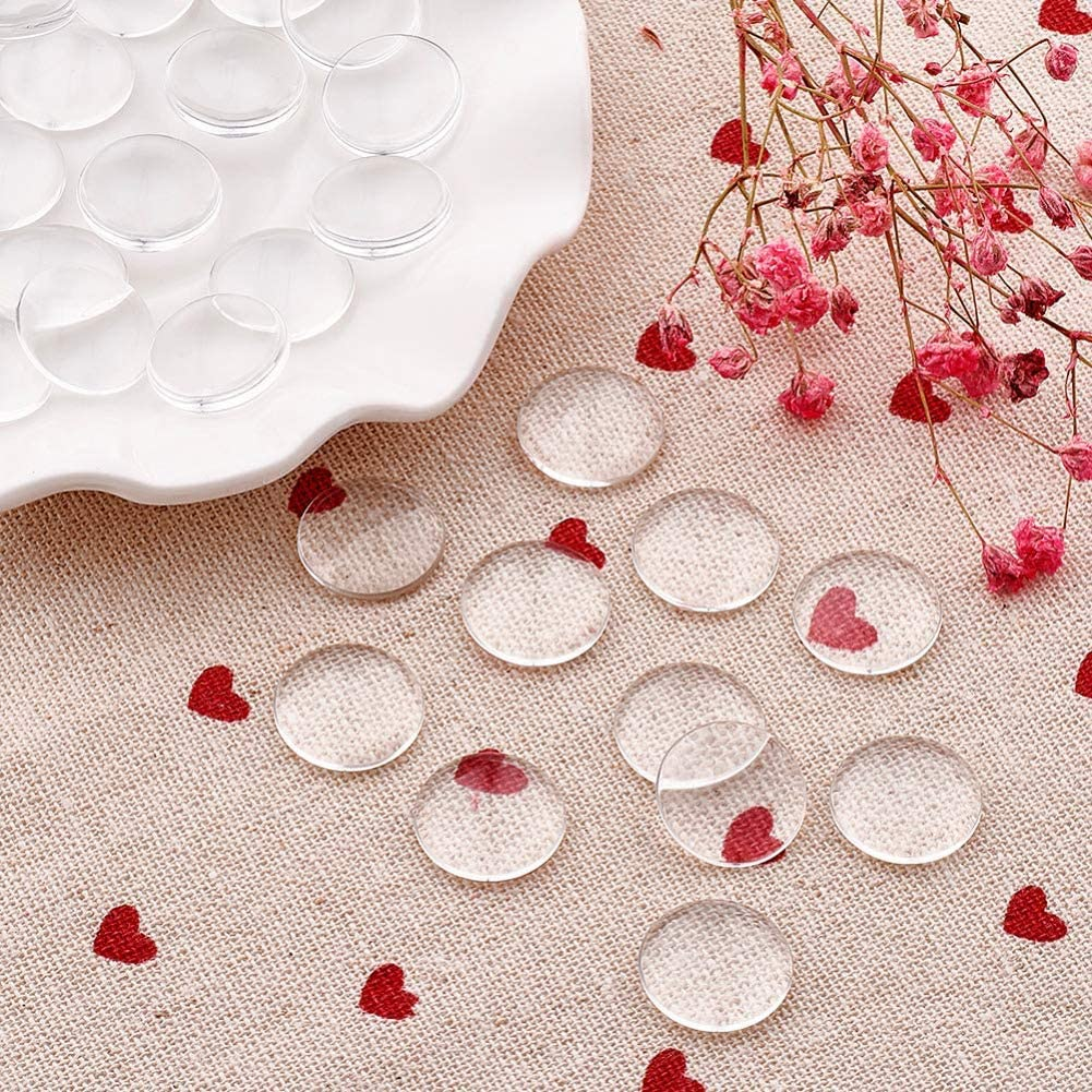 100 Pcs 20Mm Clear round Cabochons Flat Back Glass Dome Cabochons for DIY Crafts Photo Pendant Jewelry Making image number 4