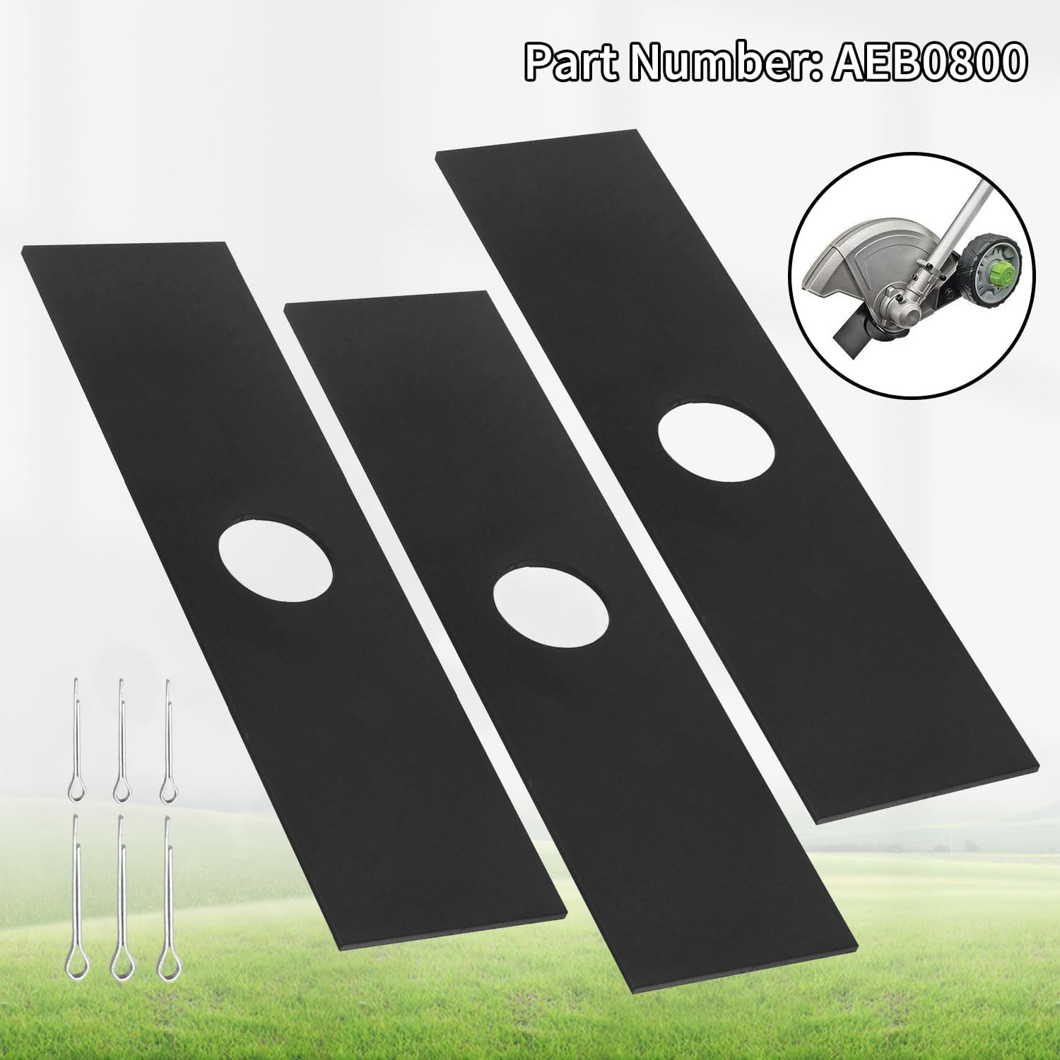 DECKMAN 5 Set 8" X 2" Edger Blade AEB0800 Compatible with EGO 56V Edger for ME0801, ME0800, EA0800, AEB0800 Multi-Head System Replacement Edger Blade - with Cotter Pins image number 5