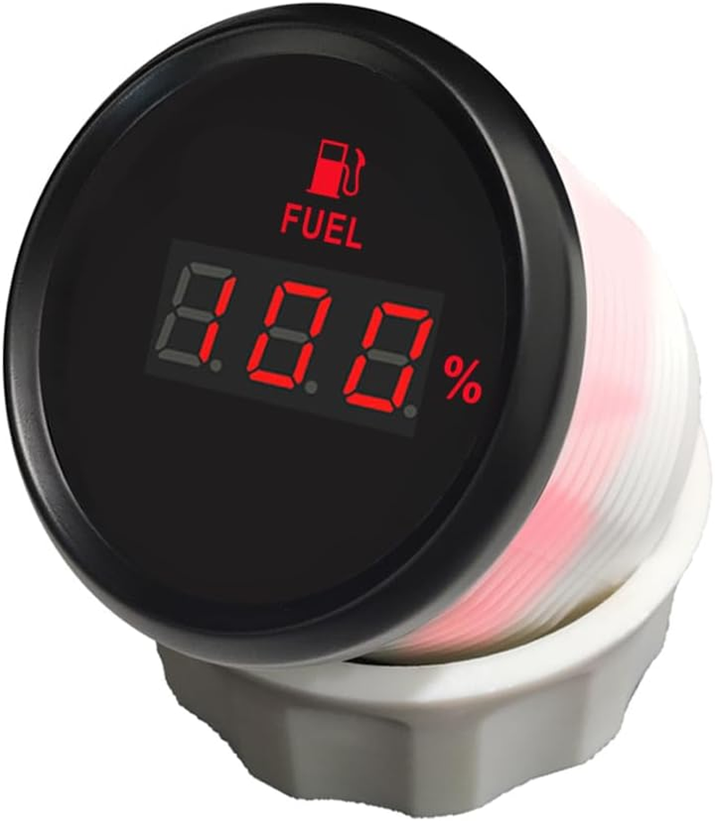 ELING 52Mm (2'') Digital Fuel Level Gauge 240-33Ohm Signal with Red Backlight for Cars Vessels Yachts image number 6