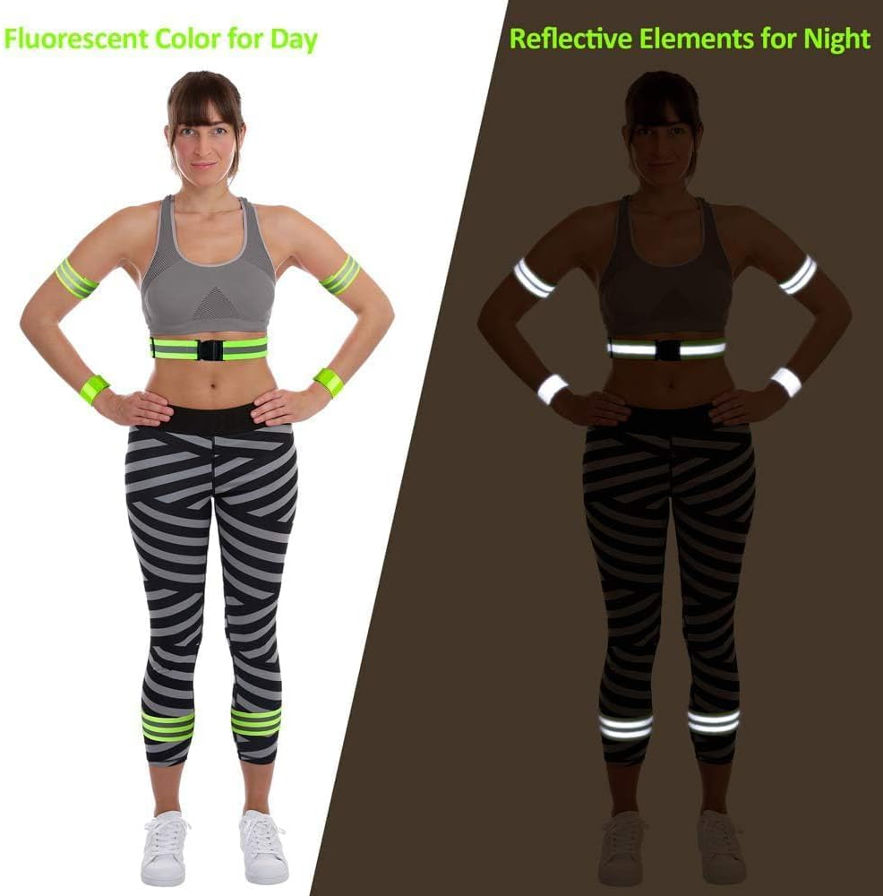 High Visibility Reflective Belt Reflectors Vest, Adjustable Reflective Wristbands Arm Bands,Reflective Running Gear for Men and Women,For Night Running Safety, Walking, Cycling image number 5