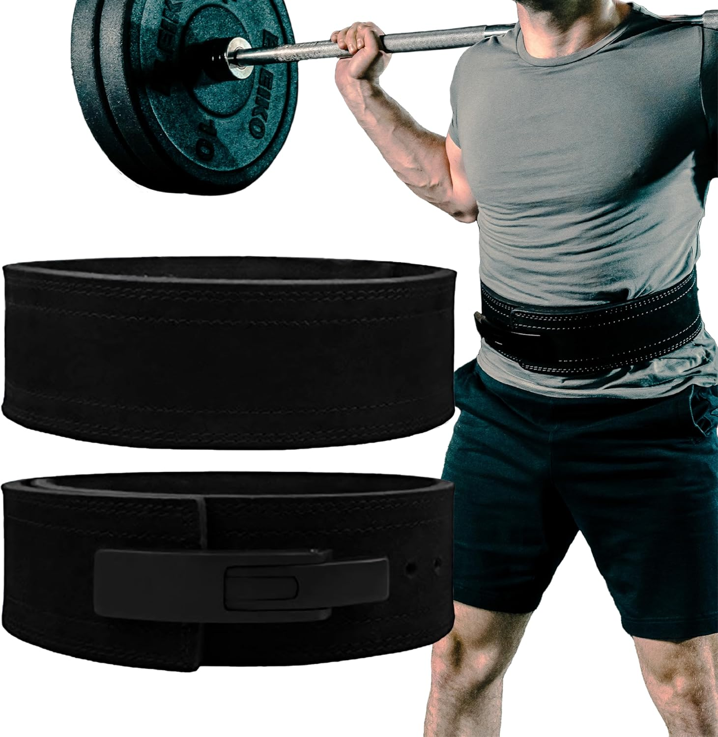 Hawk Sports Lever Belt Black Genuine Leather Powerlifting Men & Women Power Lifting 10Mm Weightlifting Belt! image number 5