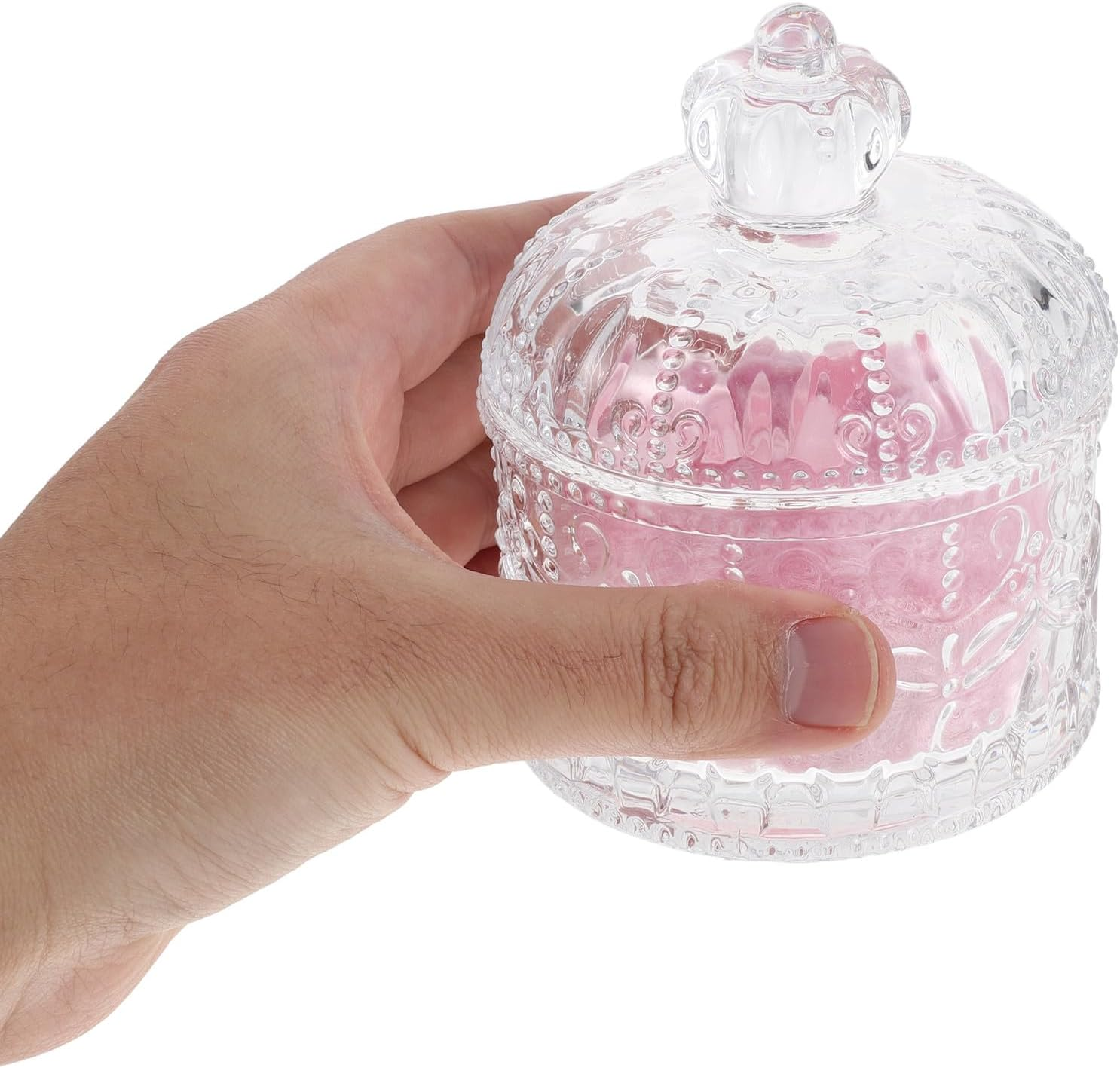 Gatuida 1 Set Soft Powder Puff and Container - 3.34" High Density Fiber Dusting Washable Reusable Powder Puff and Glass Jar for Face Makeup Pink image number 6