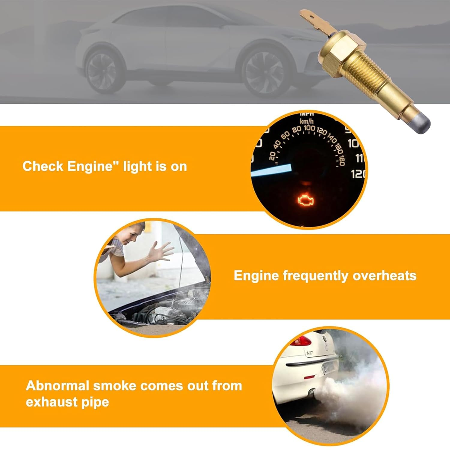Fan Thermostat Temperature Switch 1/8" NPT,190'F on - 175'F Off,Automotive Engine Electric Radiator Cooling Fan Temperature Switches Sensor for Cars Trucks,Auto Parts image number 4