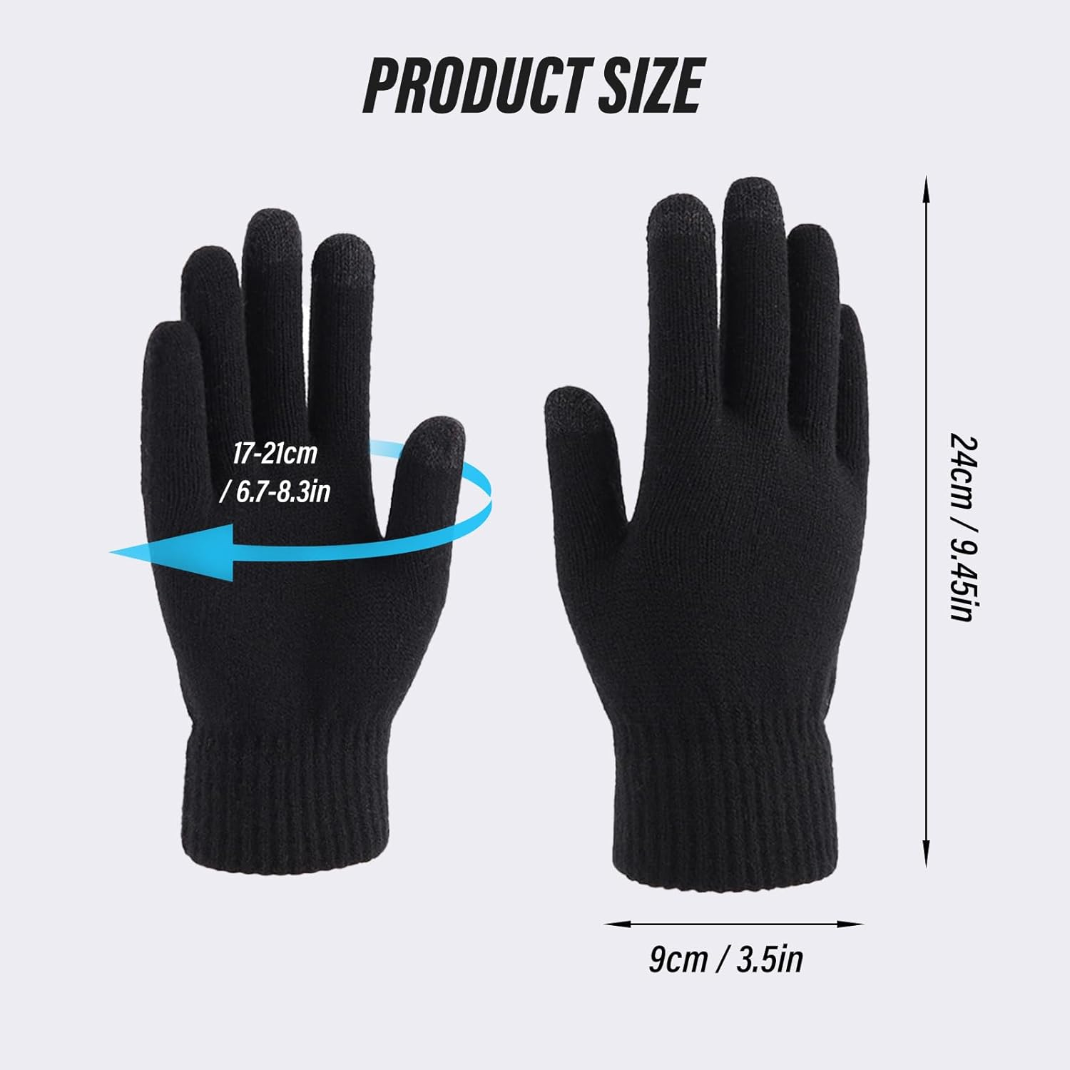 Fiohiros 3-Pirs Touch Screen Knitted Gloves,Dark Green Winter Warm Gloves for Men, Suitable for Outdoor Sports and Daily Use - 2 Pairs image number 6
