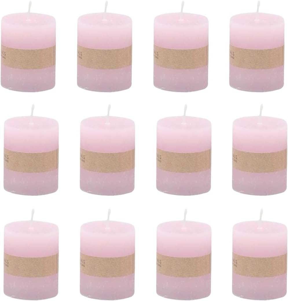 Rustic Mini Candles Approx. 4 X 5 Cm Pillar Candle in Antique Look for the Perfect Atmosphere at Home (24 X Pink)