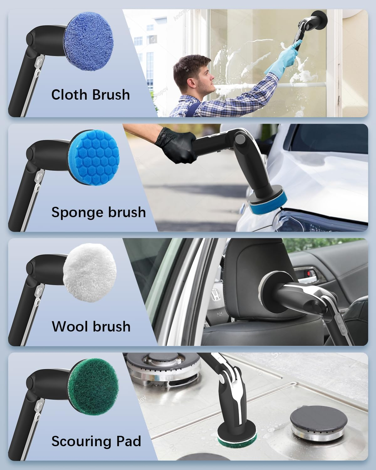 Leebein YMG-818/820 Electric Spin Scrubber Replacement Brush Heads, 8Pcs Extra Brush Accessories Kit for YMG-818/820 Cordless Cleaning Brush Only - Scrubber Not Included image number 2