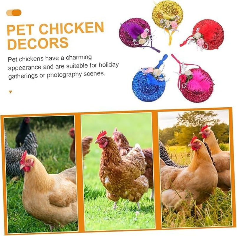 Ksngtixe 5Pcs Floral Chicken Hats - Adjustable Strap Bird Headwear, Lightweight Pet Hat for Small Pets, Chickens, Parrots & Parakeets, Ideal Photo Props image number 2