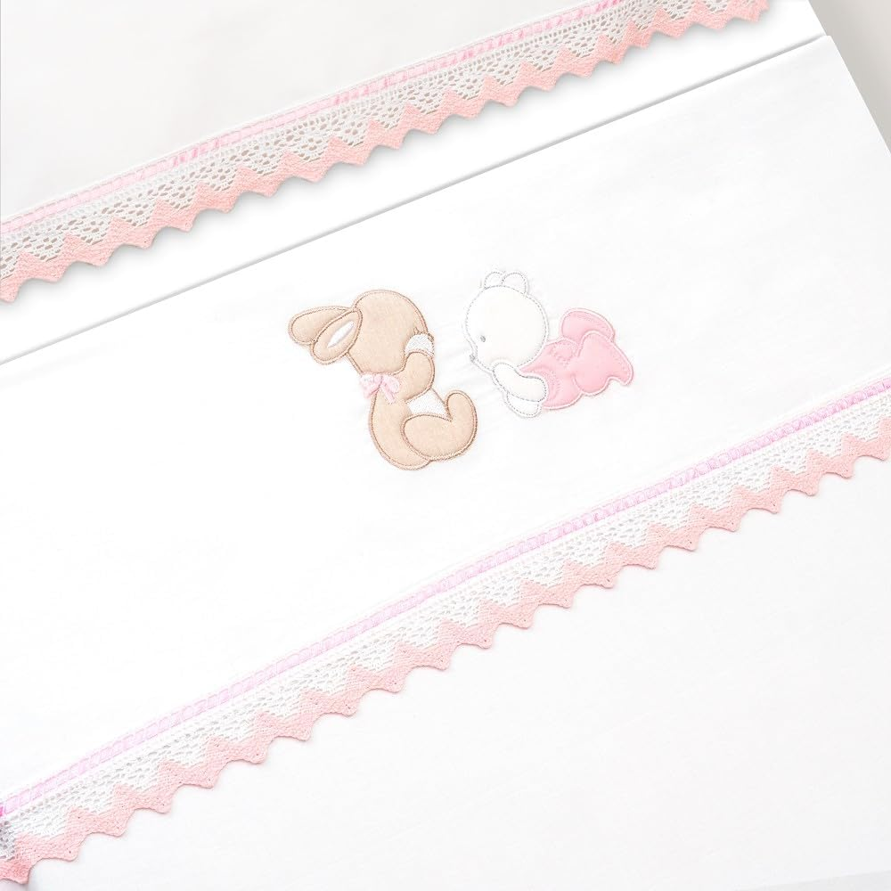 Interbaby Cotton Baby Bedding - Car/Moses/Carrycot - Bear Rabbit Lying down - 3 Piece Set - Fitted Sheet + Duvet Cover + Pillowcase image number 4