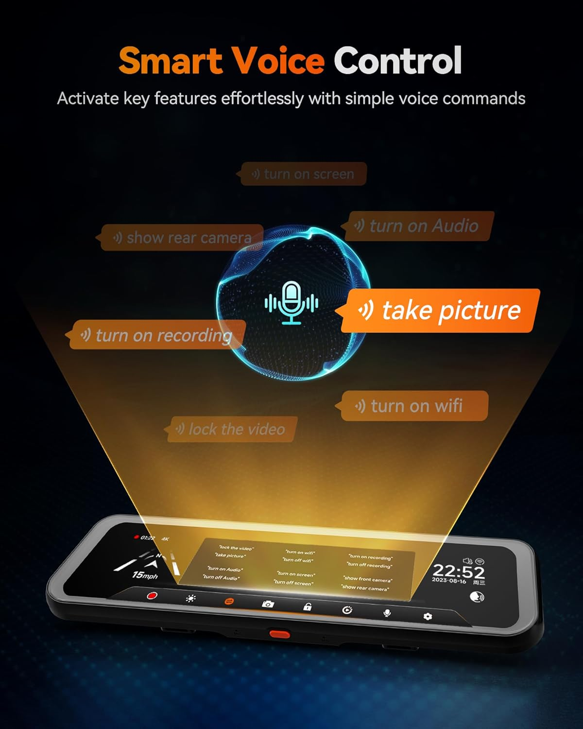 WOLFBOX G900 Tripro Cabin Version 3 Channel Mirror Dash Cam Front and Rear, 4K+1080P+2.5K Dash Cam with STARVIS 2 IMX678 Night Vision, 5.8Ghz Wifi, Voice Control, 24H Parking Mode, 256GB Card image number 4