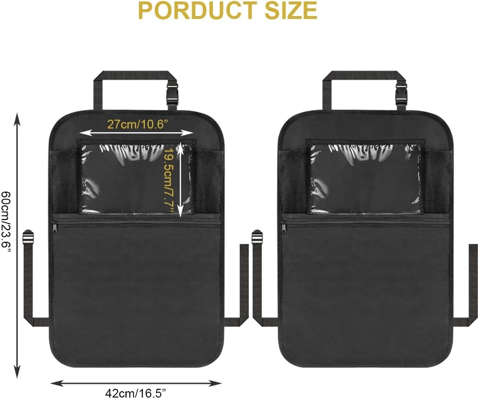 Car Seat Organizer 2 Pack Backseat Car Organizer, Kick Mats Back Seat Protector with Touch Screen Tablet Holder, Back Seat Organizer for Kids, Road Trip Essential image number 3