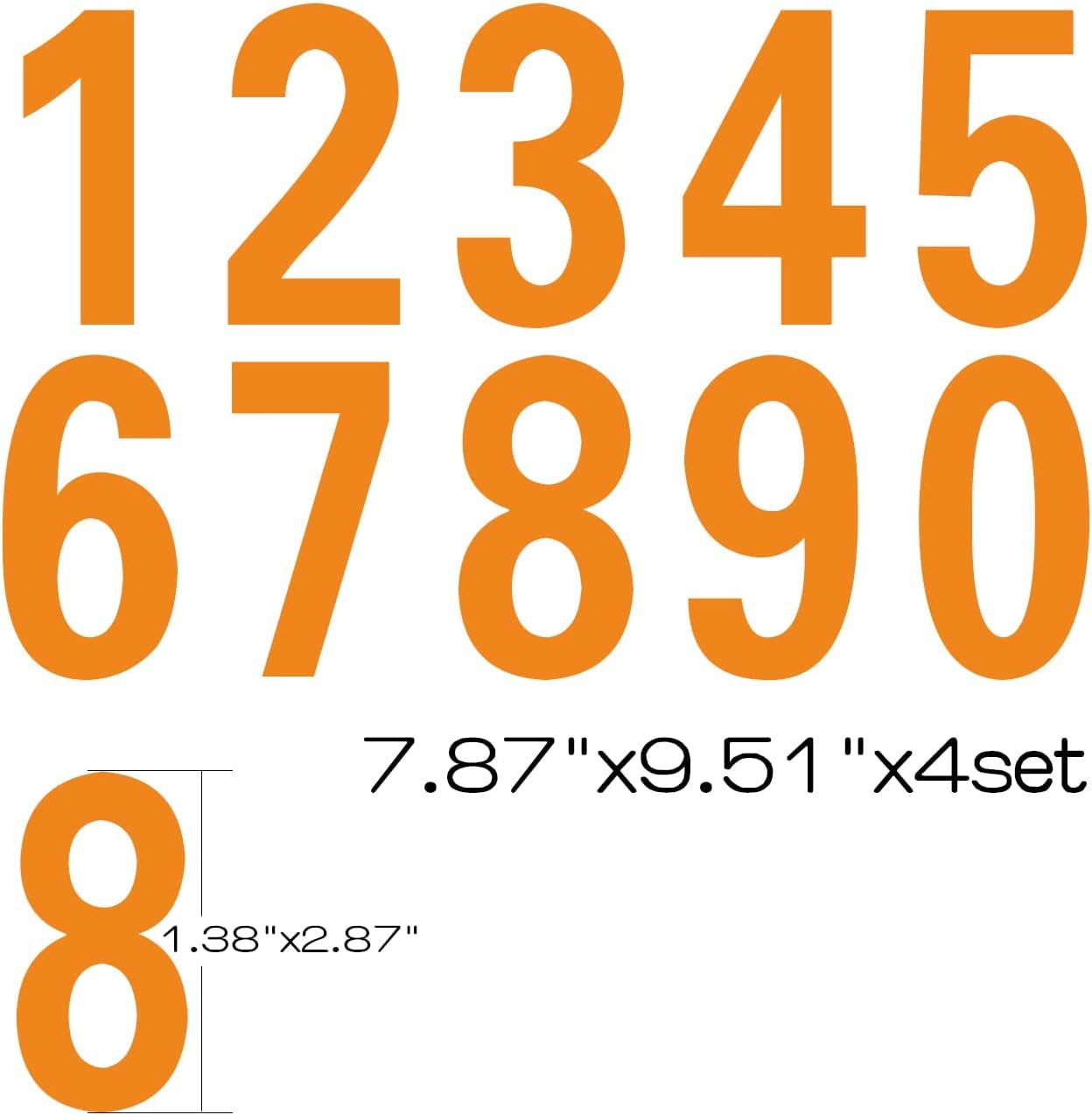 Mailbox Numbers Reflective Stickers for Outside,4 Sets(0-9) Vinyl Numbers Decals for Letterbox Signs Windows House Door Racing Cars Trucks Home Business Address Numbers (1.38"X2.87", Yellow)