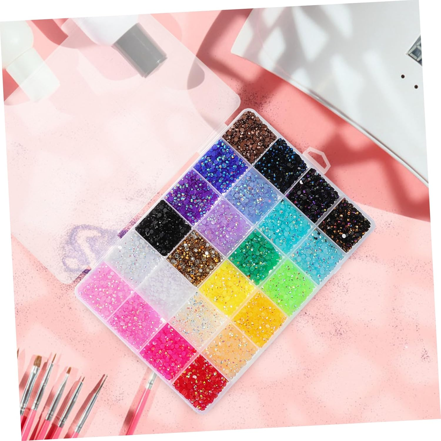 DINHEAROM Flatback Nail Rhinestones 24000Pcs 3Mm Resin Gemstones 24 Colors Ab Effect for Nail Art Crafting DIY Decoration Tools Australia image number 5