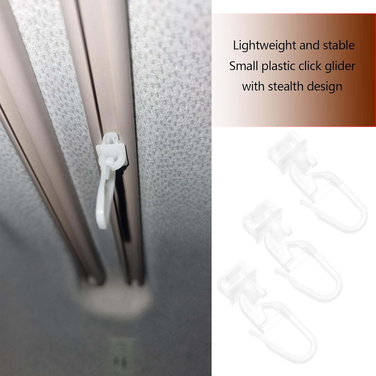 LT Easiyl 40Pcs White Plastic Curtain Hooks 34Mm Compatible with Swift Motorhome Caravan Camper Van Curtain Track Glider Hooks image number 2