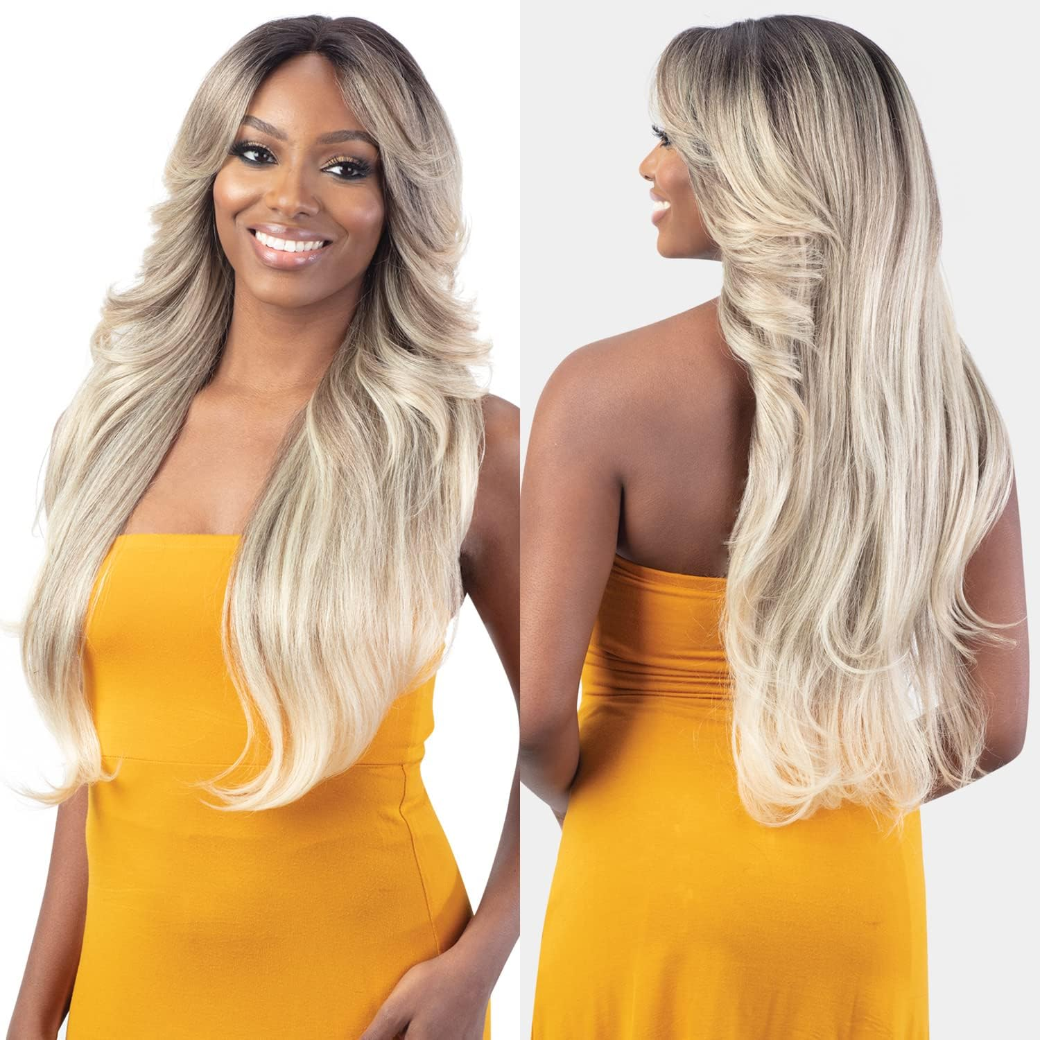 Free Tress - Freetress Bombshell High Definition Lace Front Wig with Fringe Front Wig (1B)