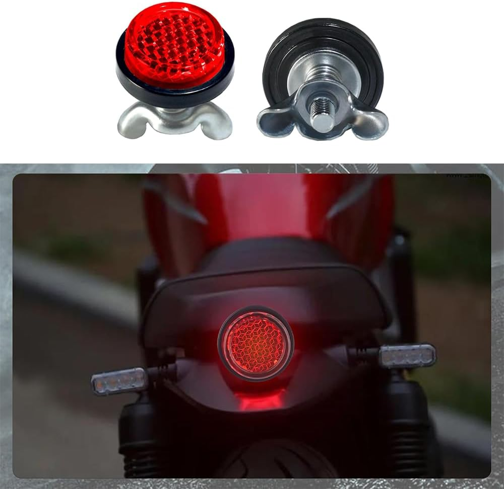 6 PCS Red Reflectors,Motorcycle License Plate Bolts and Nuts,Mini Decorative M5 Screw Tag Bolt,Round Reflective,For Bike, Motobikes, Trailers, Trucks, Boats, Suv'S, Rv'S