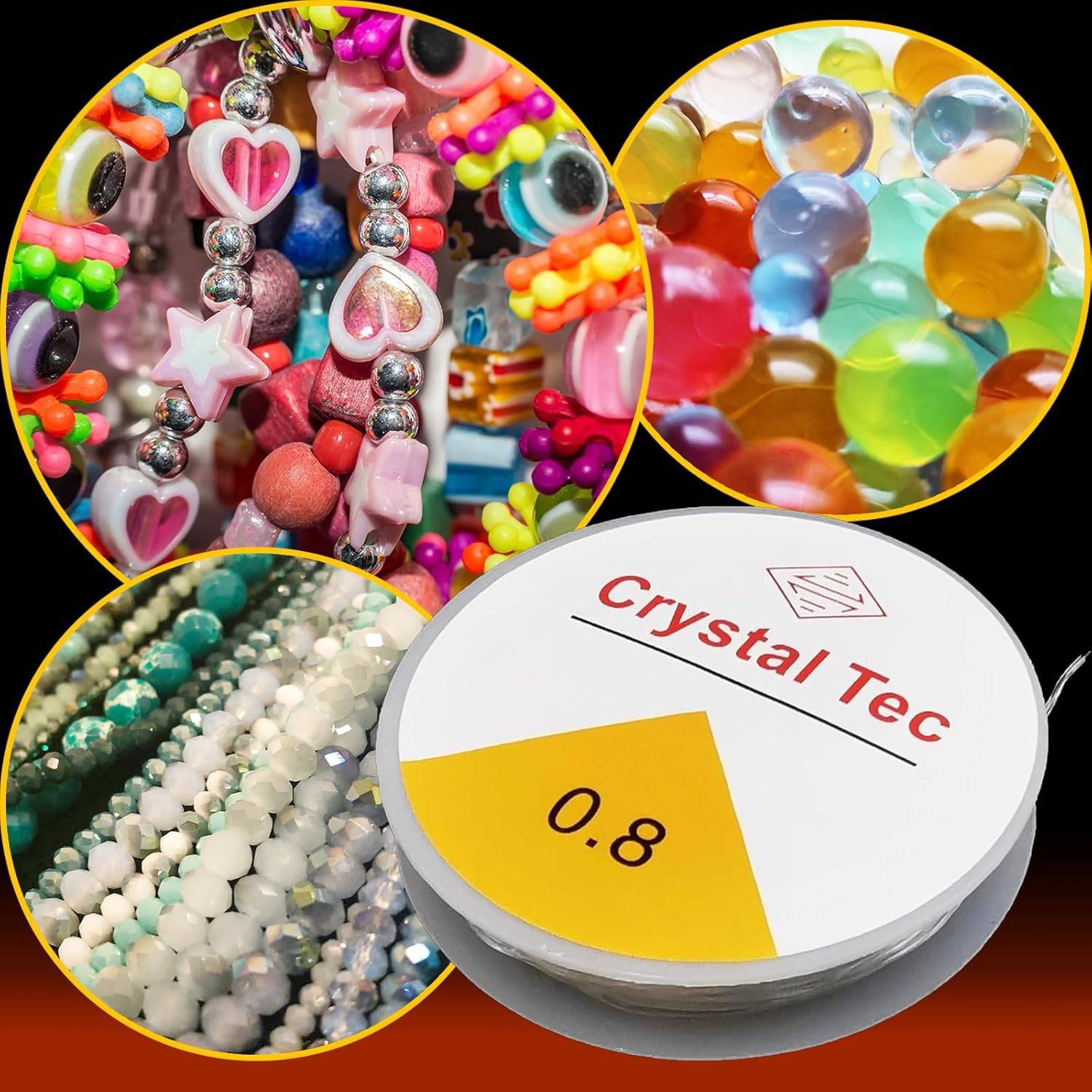 YUESUO Elastic String, Multi-Specification Stretchy Crystal String, Clear Elastic Beaded Cord for DIY Bracelet, Beading and Jewelry Making, Crystal Elastic String for Craft Beads (0.8Mm - 2Roll*8M) image number 6