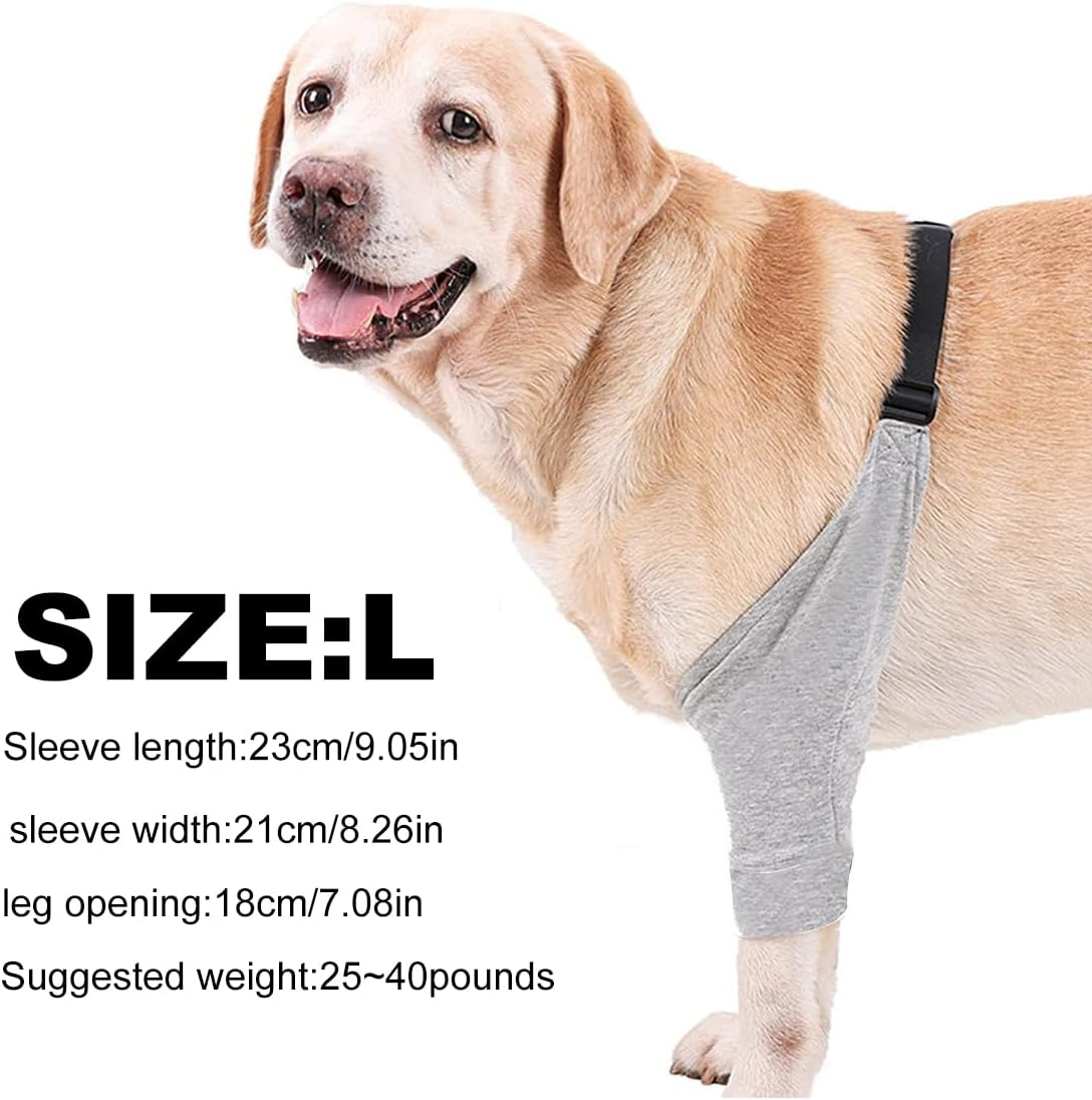 Elbow Pads for Dogs, 1 Piece Front Leg Sleeves for Dogs, Dog Elbow Bandage Protector, Dog Front Leg Pads, Elbow Bandage Protector, for Hot Spots, Wounds, Bandages, Grey, L image number 1