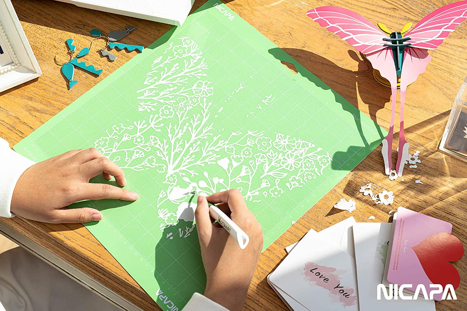 NICAPA Replacement Adhesive Cutting Mat for Cricut Maker 3/Explore 3/Air 2/Air/One [Standardgrip,12X24 Inch,3Pack], Non-Slip Flexible Square Gridded Cut Mats Replacement Accessories Vinyl Cutter