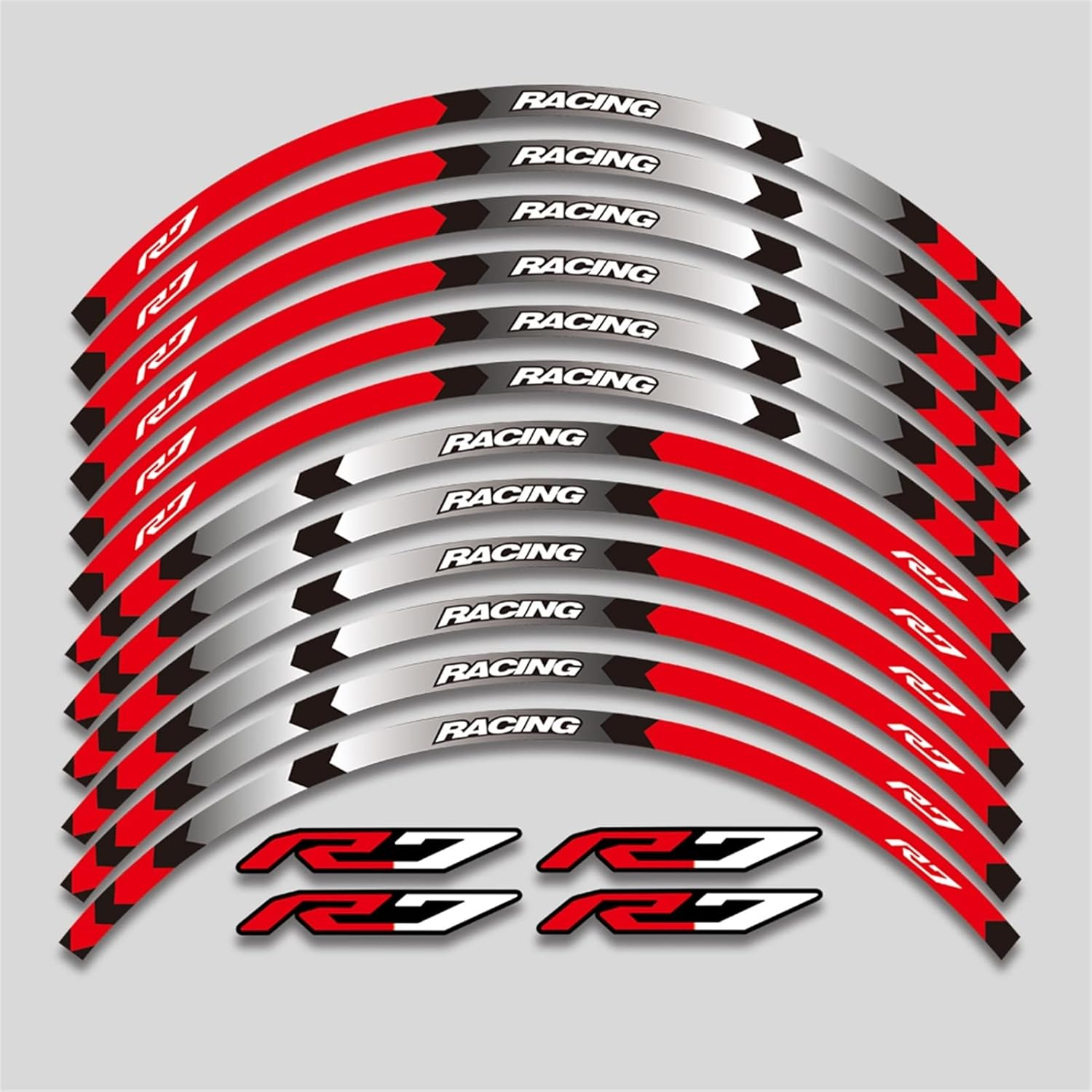 Stickers for Yamaha YZF R7 R7 2022 Motorcycle Tire Waterproof Wheel Logo Stickers Reflective Stripe Decals (Color : 3 Style Red)