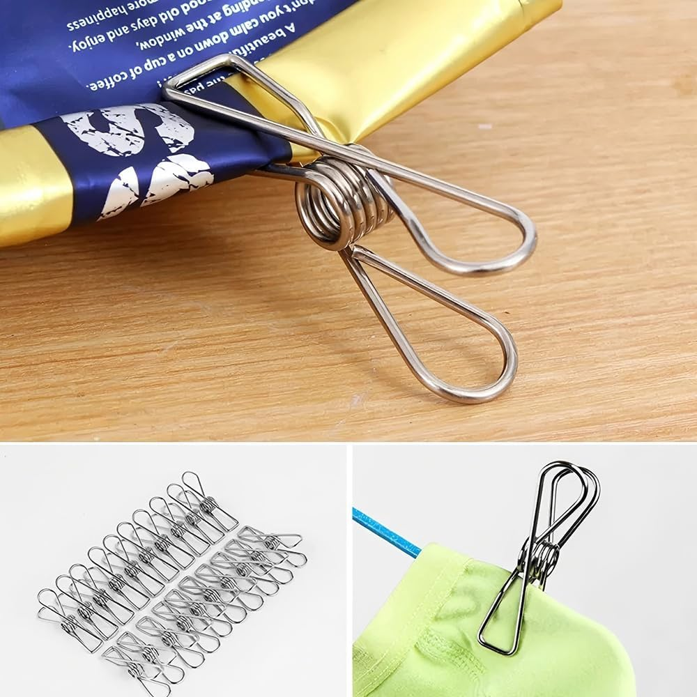 Kushucun Stainless Steel Pegs 20-Pack Durable Stainless Steel Clips for Laundry, Bed Sheets, Socks, and Outdoor Drying - Strong & Rust-Resistant Spring Clamps for Windproof Clothesline, Craft image number 4