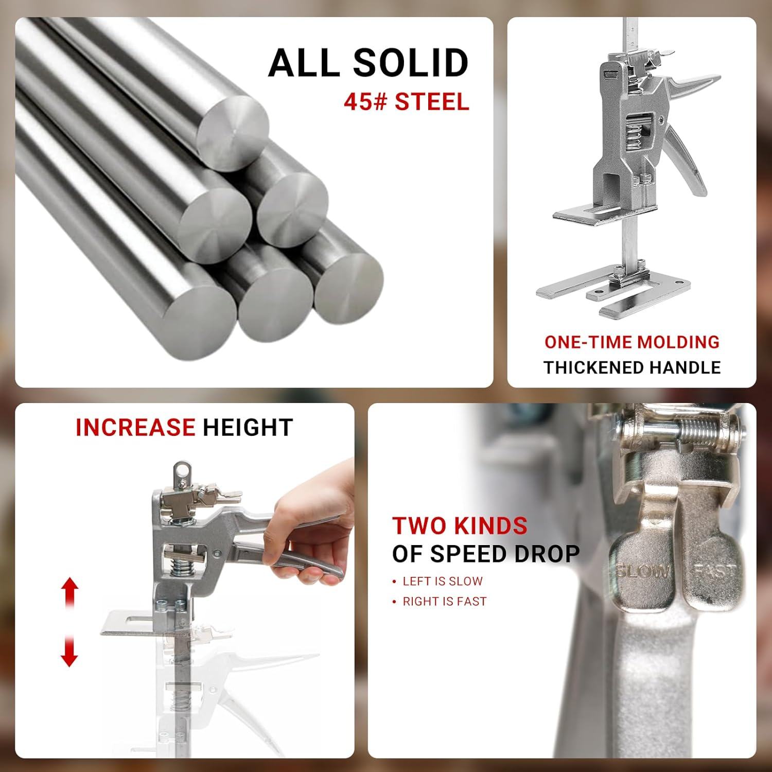 Labor Saving Arm Jack, 2 Pack Furniture Jack Multi-Function Height Adjustable Labor Saving Handle, Stainless Steel Hand Jack Lift Tool image number 2