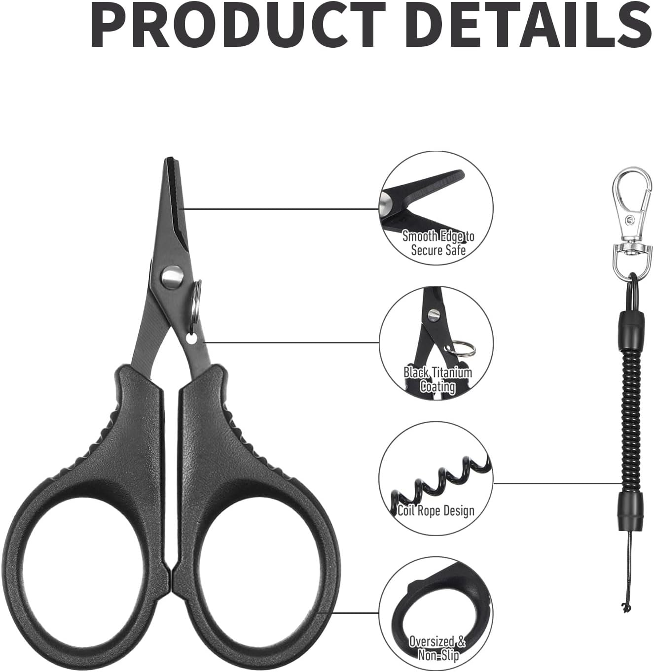 Rhoyee 3PCS Fishing Line Scissors &ndash; Sharp Braided Line Cutters with Non-Slip Handle, Compact Fishing Tools for Anglers, Kayak, Boat & Shore Use image number 1