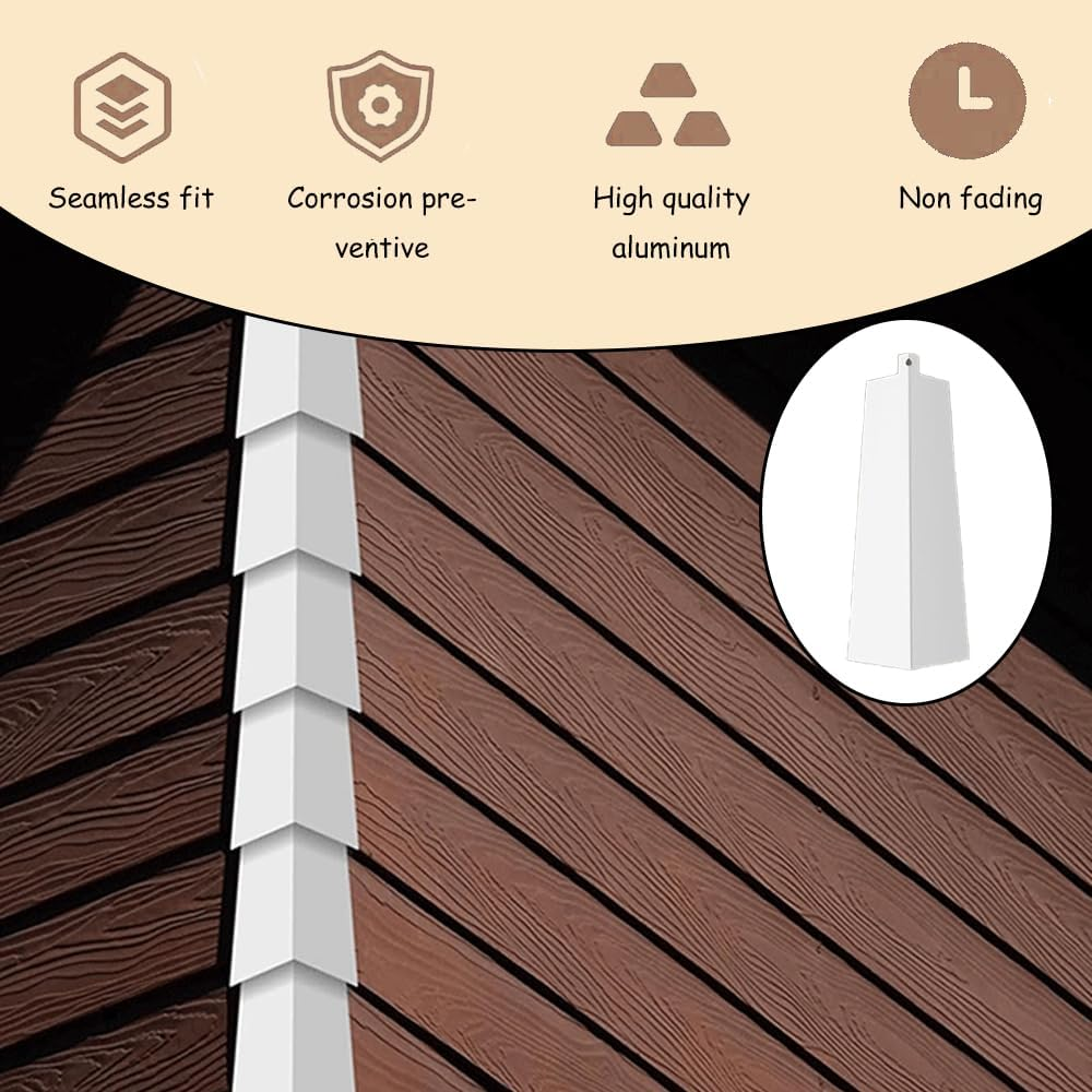 8 Pcs Aluminum Wall Panel Corners, 8 Inches with 8 Nails White Outer Wall Panel Corner Caps, Smooth Wall Panel Corner Edges House Outer Wall Panel Corners Used for Connecting Outer Wall Panel Corners image number 1