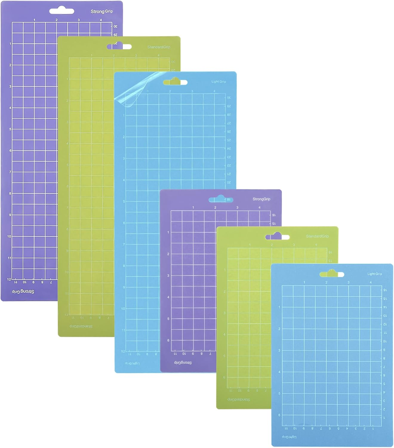 THANMAO 4.5" X 12" + 4.5" X 6.5"Cutting Mat，Blue Light Grip/Green Standard Grip/Purple Strong Grip, Adhesive Cutting Mats，Accessories for Cricut Joy（6 Pack） image number 2