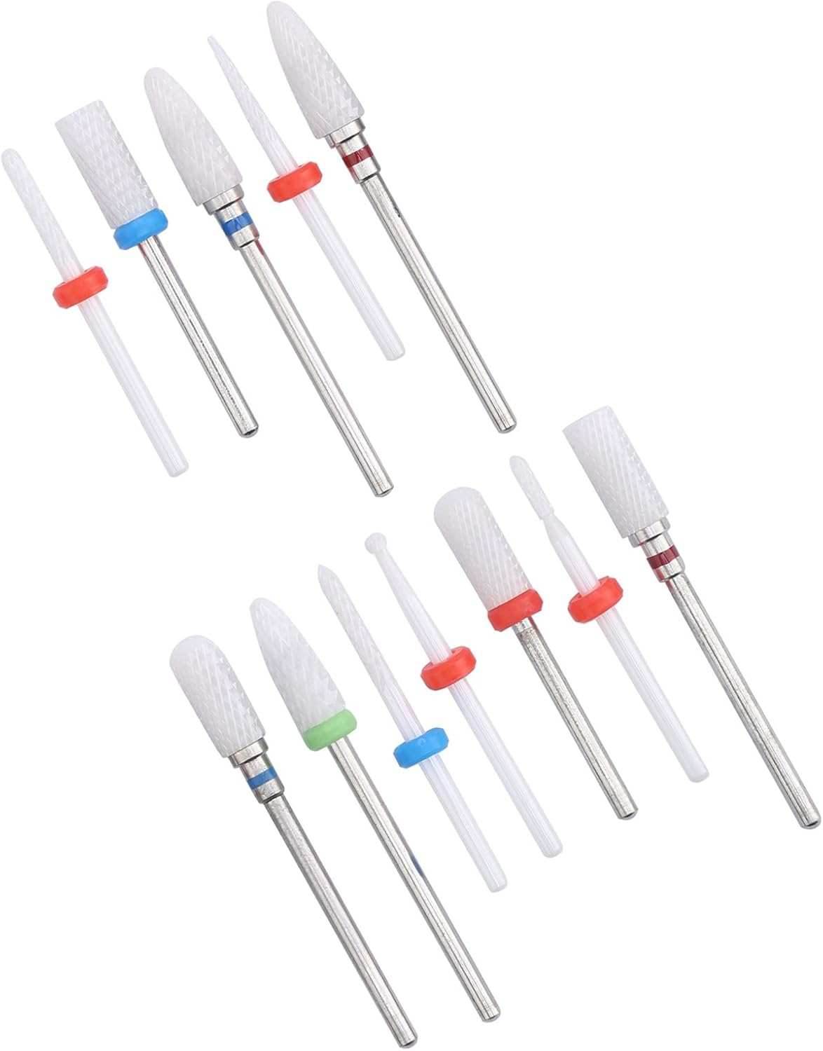 12Pcs Ceramic Milling Cutter Drill Bit Electric Grinding Machine Kit Files for Nails image number 4