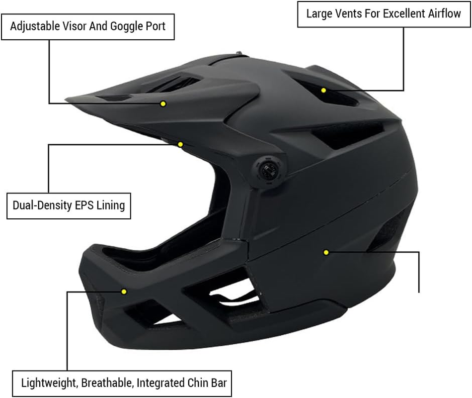 Full Face Mountain Bike Helmet for Men Women Road Bicycle Lightweight Adjustable Visor Goggle Port Impact Resistant image number 6