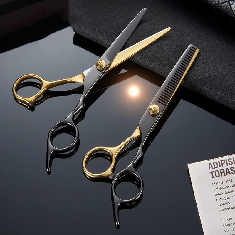 Frafuo Professional Hair Cutting Scissors Set Barber Thinning Scissors Hairdressing Shears Stainless Steel Hair Cutting Shears Set with Cape Clips Comb for Barber Salon and Home image number 1