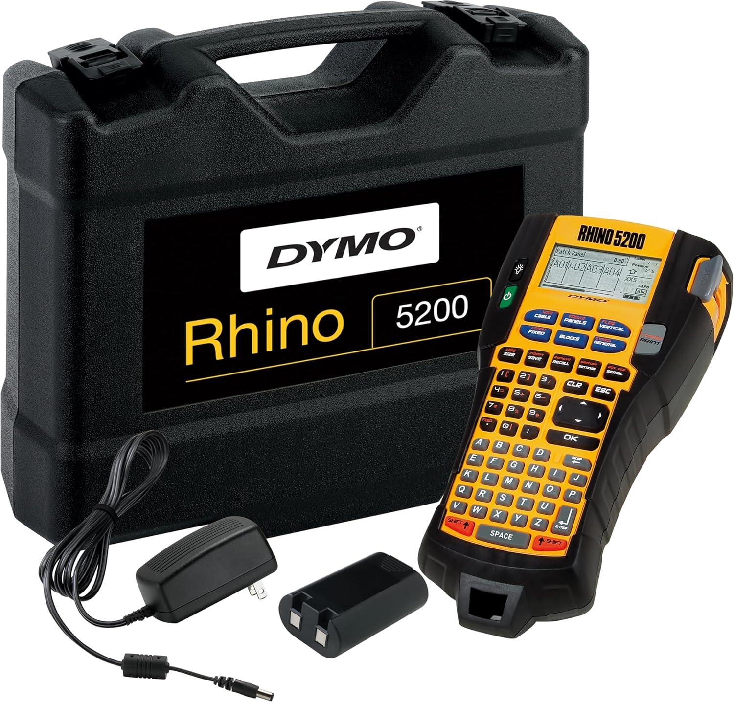 Dymo Rhino 5200 Industrial Label Maker | Labelling Machine Kit Case | Time-Saving Hot Keysprints Fastdurable Label Maker for Job Sites and Heavy-Duty Labelling Jobs | UK Plug image number 1
