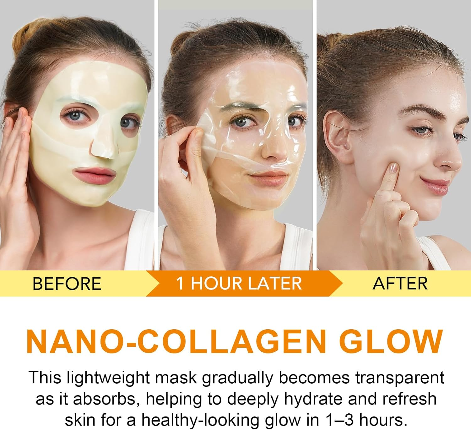 4PCS Kojic Acid & Turmeric Collagen Mask, Hydrating, Firming and Moisturizing, Pore Minimizing, Overnight Face Mask for Glass Glow Skin-Elasticity Improvement, Even Skin Tone image number 2