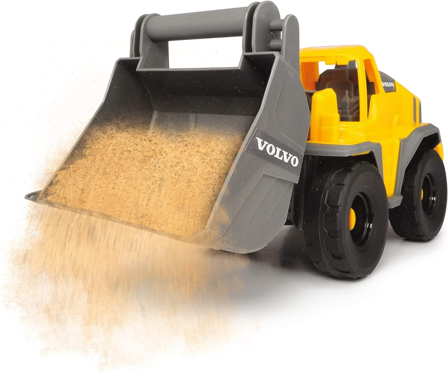 Dickie Toys 203724002 Volvo Freewheel Wheel Loader Toy Excavator Construction Vehicle Movable Shovel and Tilting Open Cabin Length 26 Cm Yellow/Grey image number 1